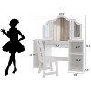 Acekool 2-in-1 Girls Vanity Table and Chair Set, Tri-Folding Mirror, Large Storage, Touch Mirror, Easy Assembly, for Kids Bedroom, Pink and White - 3 of 4