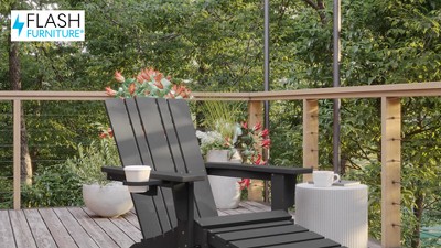 Classic Red HDPE High-Back Adirondack Chair with Cup Holder