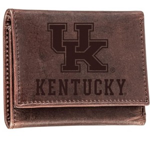 Evergreen NCAA Kentucky Wildcats Brown Leather Trifold Wallet Officially Licensed with Gift Box - 1 of 1