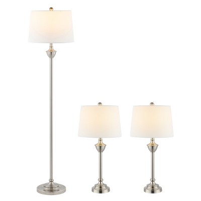 Classic-Contemporary Nickel Finish Floor & Table Lamp Set of 3