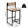 Set of 2 Creamy White Paper Rope Woven Bar Stools,Hand Weave Counter Stool with footrest for Kitchen Island, Dining Room - 3 of 4