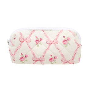 Unique Bargains Portable Bow Floral Makeup Bag 1 Pc - 1 of 3