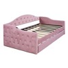 NicBex Twin Size Daybed Upholstered Frame Day Bed with Trundle, Sleeper Sofa with Tufted Button and Copper Nail for Apartment - 4 of 4