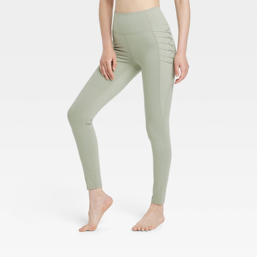 Women's Brushed Sculpt Corded High-Rise Leggings - All in Motion Light Green L