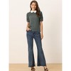 INSPIRE CHIC Women's Vintage Peter Pan Collar Contrast Puff Short Sleeve Blouse - 2 of 4