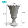 FONTOI 2 Pack Planters with Scalloped Rim, Outdoor Indoor Planters, Flower Plant Pots for Garden, Patio, Porch, Backyard, Gray, 15.75"*23.62"*15.75" - 3 of 4