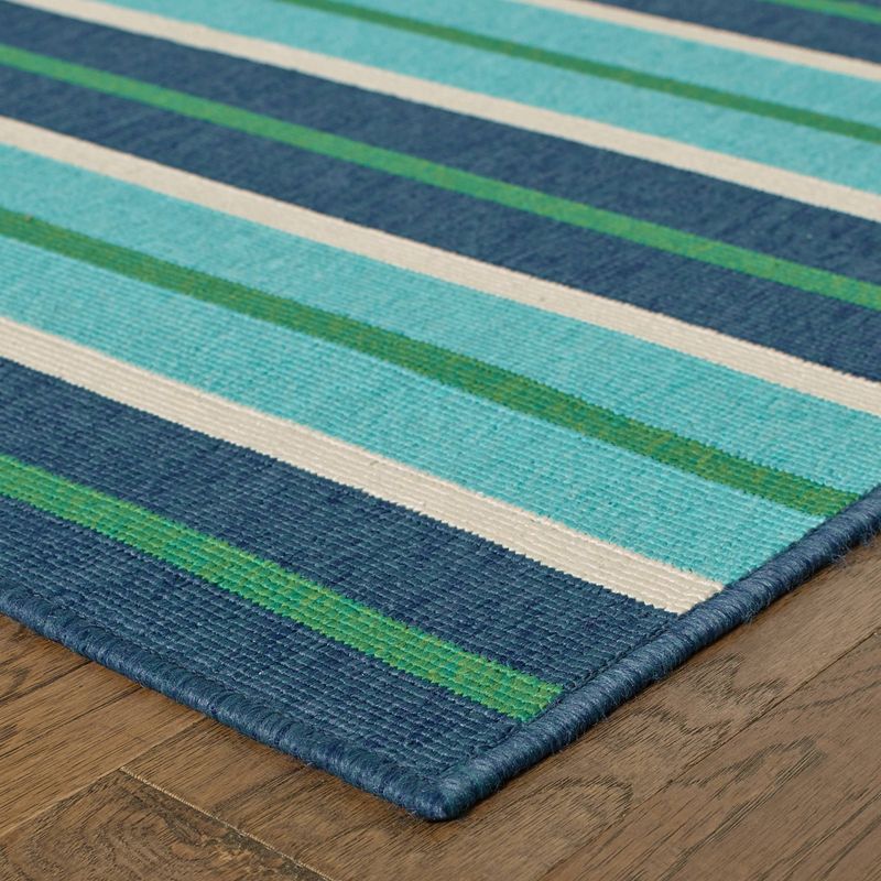 Macro Multi-Striped Patio Rug Blue/Green - Captiv8e Designs, 4 of 21