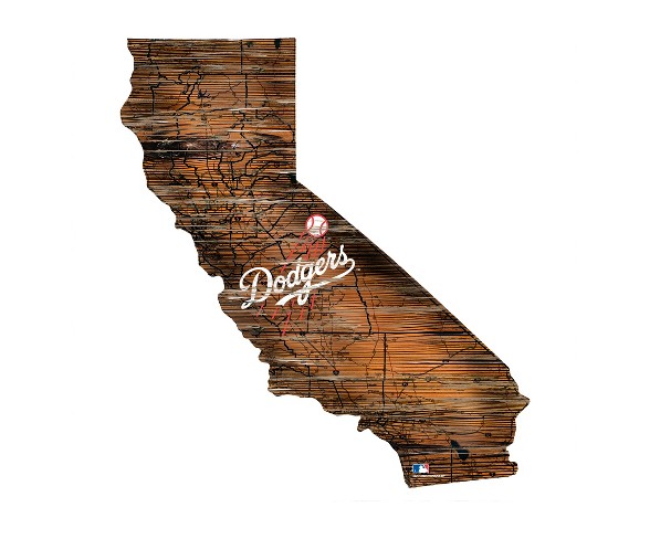 MLB Los Angeles Dodgers 12" State Map Wood Sign