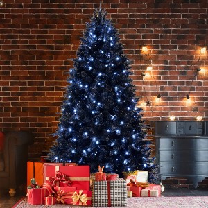 QingMoon Black Christmas Tree, Hinged Artificial Xmas Tree with 1460 PE & PVC Branch Tips and Stable Metal Stand for Party and Holiday Decor - 1 of 4