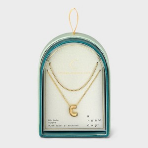 14K Gold Dipped Initial Bubble Multi-Strand Pendant Necklace - A New Day™ Gold - 1 of 4