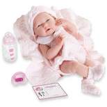 JC Toys La Newborn 15" Girl Doll - Pretty in Pink Knit Blanket Set