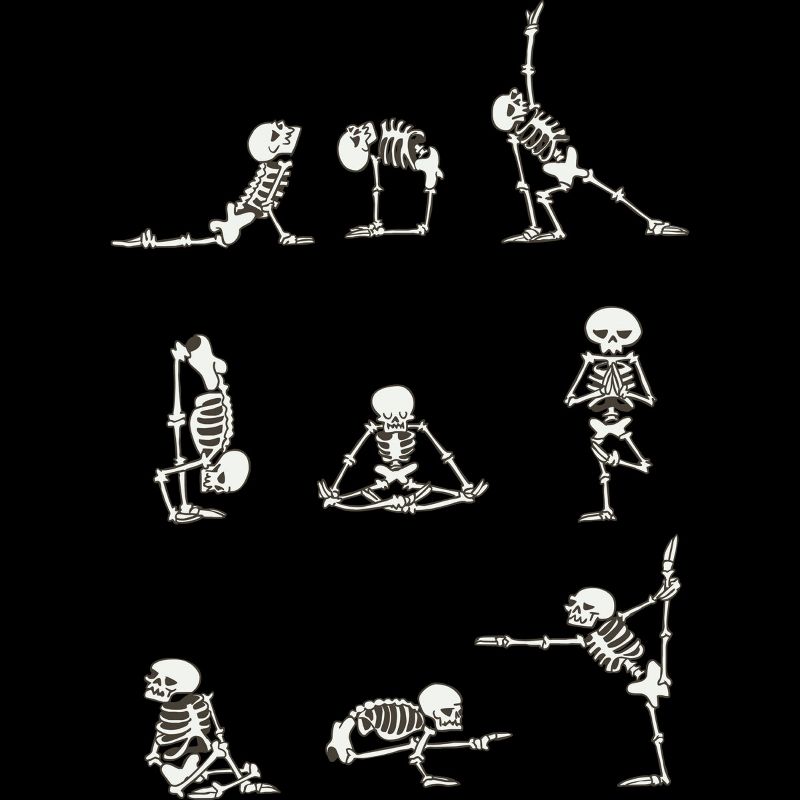 Girl's Design By Humans Skeleton Yoga By huebucket T-Shirt, 2 of 4