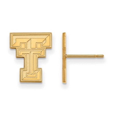 Black Bow Jewelry 14k Yellow Gold Texas Tech Red Raiders NCAA Post Earrings