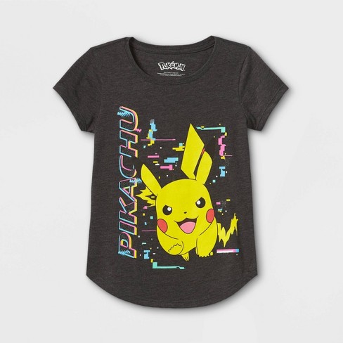 Panda grind escort Girls' Pokemon Pikachu Short Sleeve Graphic T-shirt - Gray : Target