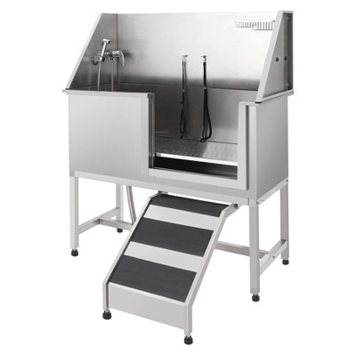 Pet Dog Bathing Station w/Stairs,Professional Dog Grooming Tub, Stainless Steel Dog Bathtub for Large, Medium&Small Pet