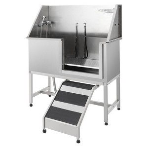 Pet Dog Bathing Station w/Stairs,Professional Dog Grooming Tub, Stainless Steel Dog Bathtub for Large, Medium&Small Pet - 1 of 4