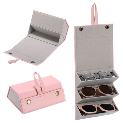 Unique Bargains Foldable 3-slot Travel Sunglasses Eyewear Organizer