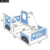 Okak Twin Size Bed Frame, Classic Car-Shaped Platform Bed with Wheels for Bedroom, Blue - 2 of 4