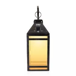 Solar Portable Hanging Outdoor Lantern with Hanger Black - Techko Maid