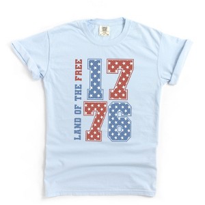 Simply Sage Market Women's Land Of The Free Retro Stars Short Sleeve Garment Dyed Tee - 1 of 2