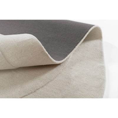 Ivory Kidney-Shaped Handmade Wool Area Rug, 6' x 9'