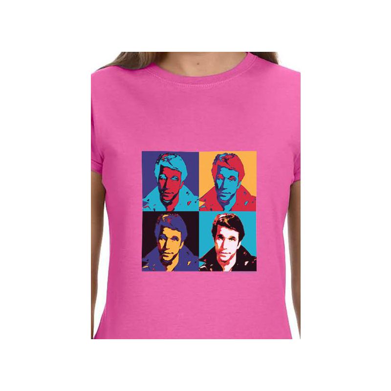 Happy Days Womens' TV Show '70s Logo Pop Art Fonzie Crewneck T-Shirt Pink, 2 of 4