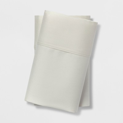 Standard Solid Performance 400 Thread Count Pillowcase Set Sour Cream - Threshold&#8482;: Cotton Sateen, Machine Washable, Set of 2