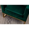 Velvet-Like Contemporary Accent Armchair with Cut-Out Armrests and Gold Metal Frame - 2 of 4