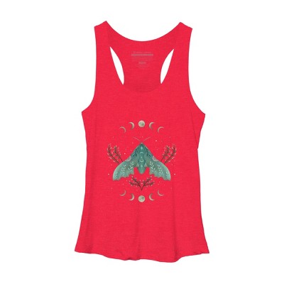 Women's Design By Humans Luna and Moth By EpisodicDrawing Racerback Tank Top