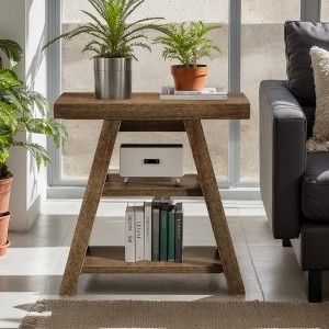 Hommoo 3-Tier Narrow Side Table with Storage Shelf Rustic Brown - 1 of 4