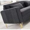 NicBex 85.8 Inch Velvet Sofas 3 Seater Couch with 2 Throw Pillows and Metal Legs for Living Room,Apartment,Office,Black - 4 of 4