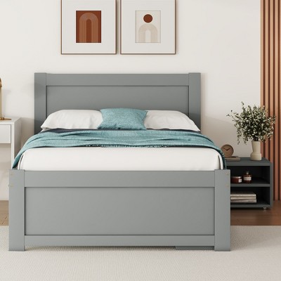 GDFStudio Elton 4 Piece Wood Storage Bedroom Furniture Sets with Headboard, Shelves, Drawer and Nightstand
