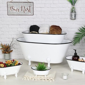 Cheung's Lavande Metal Fleur-de-Lis Tub Decor - Small - White - 1 of 4