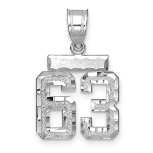 Black Bow Jewelry 14k White Gold, Varsity Collection, Small D/C Pendant, Number 63 - 1 of 3