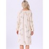 INSPIRE CHIC Womens Nightgown Floral Long Sleeve Pleated Raglan Sleeve Elastic Cuff Midi with Pocket Sleepwear Nightdress - 4 of 4