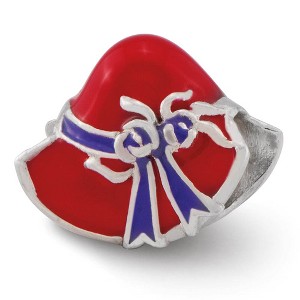 Black Bow Jewelry Sterling Silver & Enameled Red Hat Society Bead Charm - 1 of 4