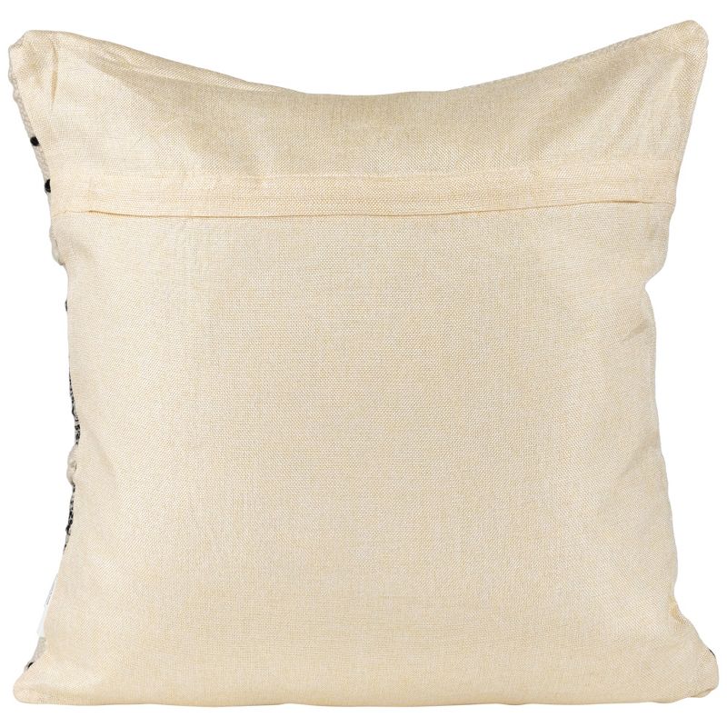 Northlight 20" Cream and Black Twisted Textured Block Handloom Woven Outdoor Square Throw Pillow, 4 of 6