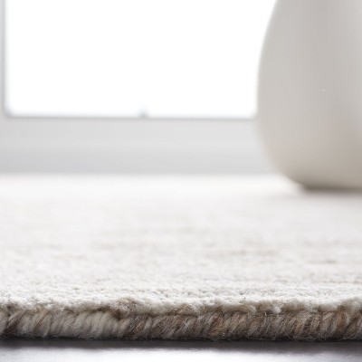 Beige Hand-Knotted Wool and Viscose 4'x6' Area Rug