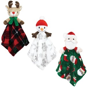 Hudson Baby Unisex Baby Animal Face Security Blanket, White Snowman, One Size - 1 of 4