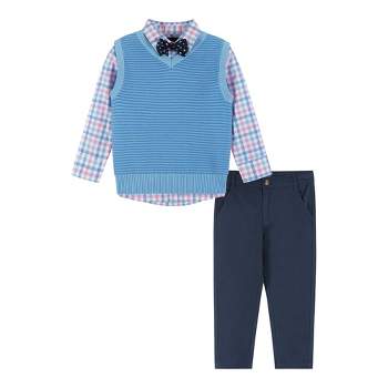 Andy & Evan  Toddler  White and Blue Plaid Sweater Vest Set