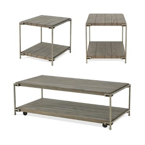 Dexmalle 3-Piece Metal Frame Wood Living Room Coffee Table and 2Tables Set - 1 of 4