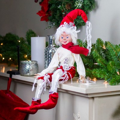 Northlight 20" Red and Cream Whimsical Dusty Elf With Holly Berries