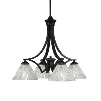 Toltec Lighting Zilo 4 - Light Chandelier in  Matte Black with 7" Italian Ice Shade
