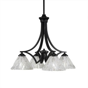 Toltec Lighting Zilo 4 - Light Chandelier in  Matte Black with 7" Italian Ice Shade - 1 of 1