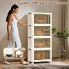 Stackable 4-Layer Storage Boxes, Plastic Storage Cabinet Capacity, with Door and Wheels for Storing Food - 3 of 4