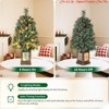 3 ft Pre-lit Christmas Tree, Potted Artificial Xmas Tree w/ 70 Lights & 16 Pinecones & 16 Red Berries - 3 of 4