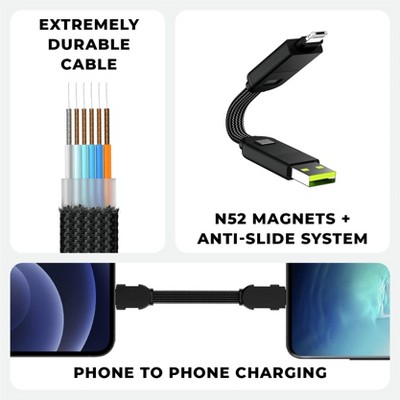 inCharge X - The 100W Swiss Army Knife of Cables, Portable Keyring Compatible with Apple iPhone/USB/USB-C/Micro USB Cable (Black)