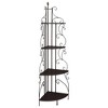 Alilang 23.25 Inch Decorative Corner Shelf with Scrollwork Design and Four-Tier Storage-Cappuccino - 3 of 4
