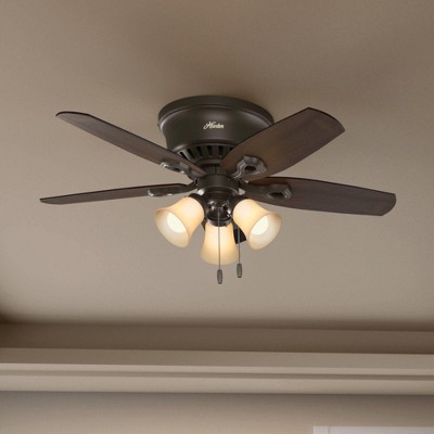42" Bronze Low Profile Ceiling Fan with LED Light Kit