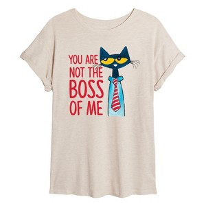 Women's - Pete the Cat - Not The Boss Of Me Oversized Graphic T-Shirt - 1 of 4